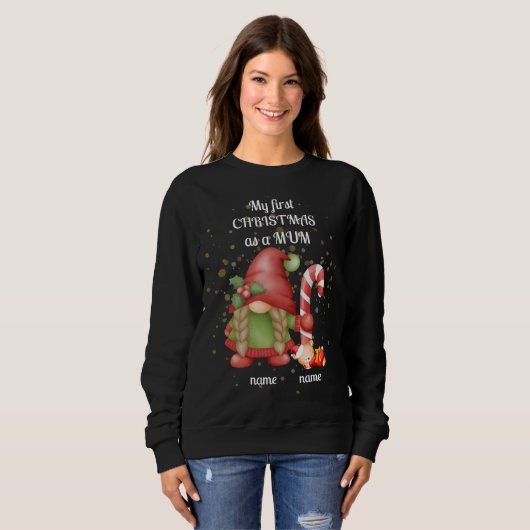 "Mijn eerste kerst als mama" kabouter sweatshirt. Trui (Voorkant volledig)