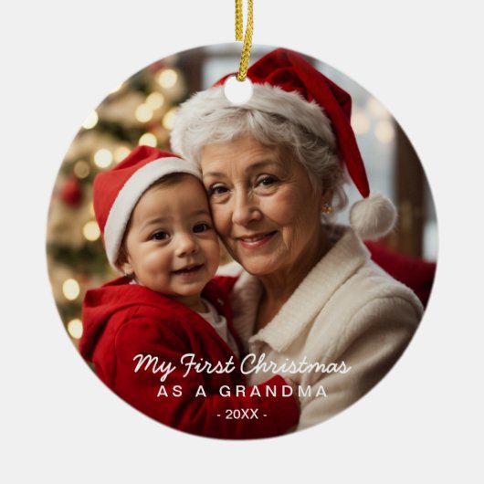 Mijn eerste kerst als oma familie foto keramisch ornament (Voorkant)