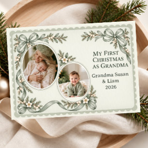 Mijn eerste kerst als oma-foto feestdagenkaart