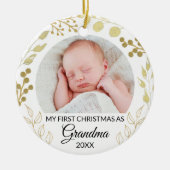 Mijn eerste kerst als oma Foto Goud blad Keramisch Ornament (Voorkant)