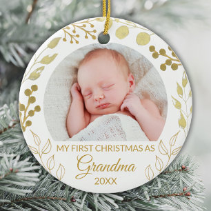 Mijn eerste kerst als oma Goud blad foto Keramisch Ornament