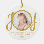 Mijn eerste kerst als overgrootmoeder foto goud keramisch ornament (Voorkant)