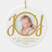 Mijn eerste kerst als overgrootmoeder foto goud keramisch ornament (Achterkant)