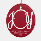 Mijn eerste kerst als overgrootmoeder foto rood keramisch ornament (Links)