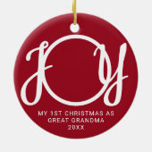 Mijn eerste kerst als overgrootmoeder foto rood keramisch ornament (Achterkant)