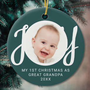 Mijn eerste kerst als overgrootvader foto groen keramisch ornament