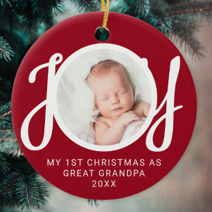 Mijn eerste kerst als overgrootvader foto rood keramisch ornament