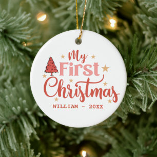 Mijn eerste kerst Baby 1e Kerstmis aangepaste naam Keramisch Ornament