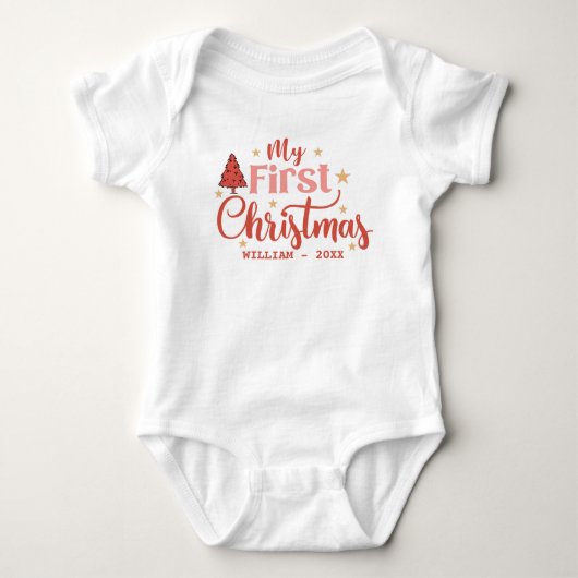 Mijn eerste kerst Baby 1e Kerstmis aangepaste naam Romper (Voorkant)