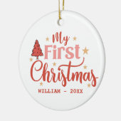 Mijn eerste kerst Baby 1st Xmas aangepaste naam Keramisch Ornament (Links)