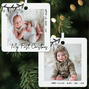 Mijn Eerste Kerst Baby 2 Foto Metalen Ornament