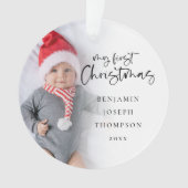 Mijn eerste kerst Baby 2 foto's Naam Jaar Ornament (voorkant)