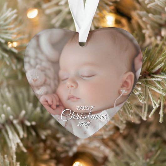 Mijn eerste kerst Baby aangepaste foto hartvormig Ornament (Boom)