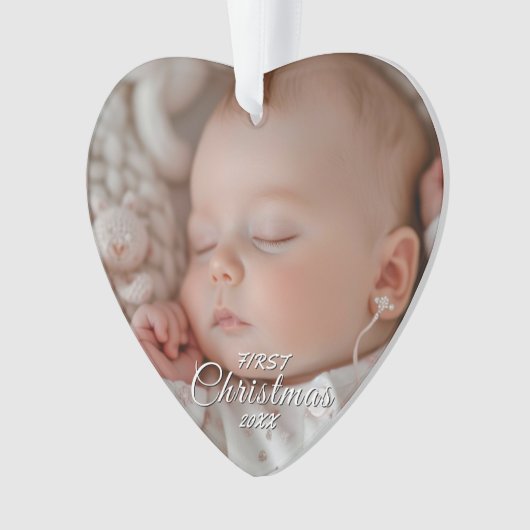 Mijn eerste kerst Baby aangepaste foto hartvormig Ornament (voorkant)