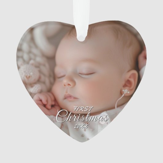 Mijn eerste kerst Baby aangepaste foto hartvormig Ornament (voorkant)
