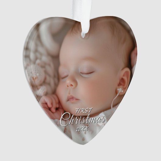 Mijn eerste kerst Baby aangepaste foto hartvormig Ornament (voorkant)