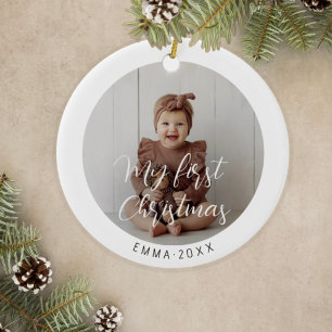 Mijn Eerste Kerst Baby Aangepaste Foto Modern Keramisch Ornament