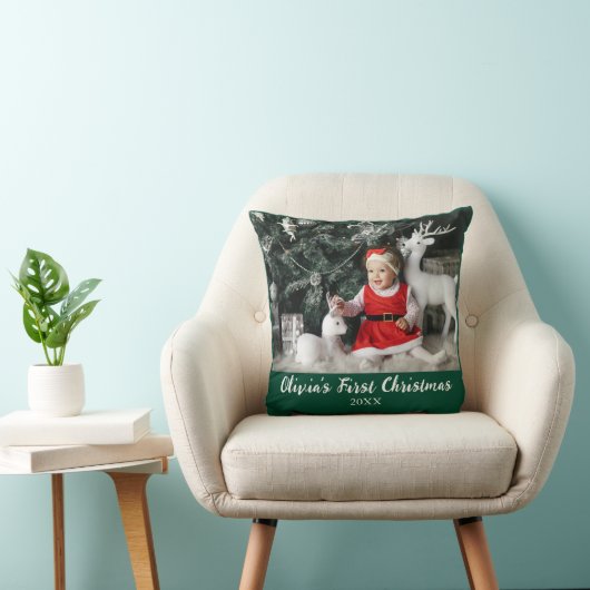 Mijn eerste kerst Baby Custom Photo Script Eenvoud Kussen (Stoel)