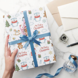 Mijn Eerste Kerst Baby Dieren Inpakpapier