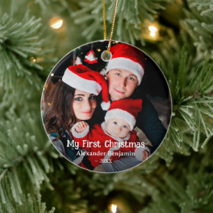 Mijn eerste Kerst Baby Family Photo Custom Keramisch Ornament