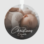 Mijn eerste kerst Baby foto Elegant Script Ornament (achterkant)