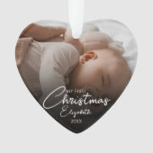 Mijn eerste kerst baby foto elegante script ornament (voorkant)