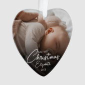 Mijn eerste kerst baby foto elegante script ornament (voorkant)