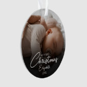 Mijn eerste kerst baby foto elegante script ornament (voorkant)