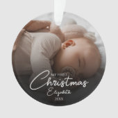 Mijn eerste kerst baby foto elegante script ornament (voorkant)