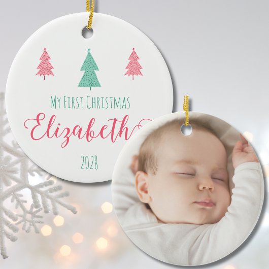 Mijn eerste kerst-Baby foto en naam Keramisch Ornament