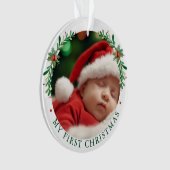 Mijn eerste kerst Baby foto Floral Ornament (voorkant)