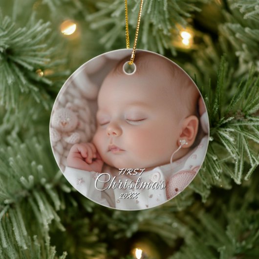 Mijn eerste kerst Baby foto Keramisch Ornament (Boom)