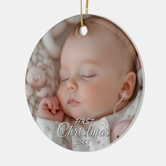 Mijn eerste kerst Baby foto Keramisch Ornament (Links)