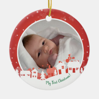 Mijn eerste kerst baby foto keramisch ornament