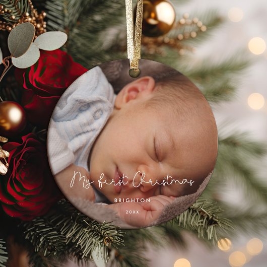 Mijn eerste kerst baby foto keramisch ornament