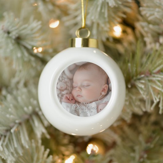 Mijn eerste kerst Baby foto Keramische Bal Ornament (Boom)