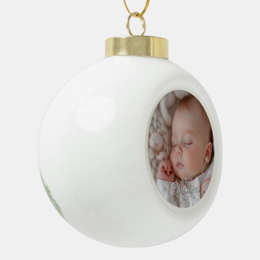 Mijn eerste kerst Baby foto Keramische Bal Ornament (Links)