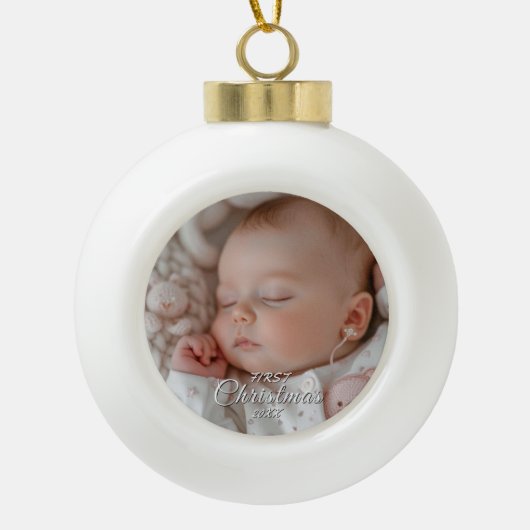Mijn eerste kerst Baby foto Keramische Bal Ornament (Voorkant)