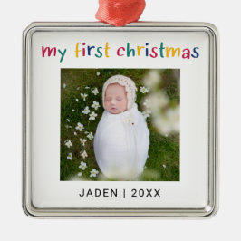 Mijn eerste kerst Baby foto kleurrijke Schattige Metalen Ornament
