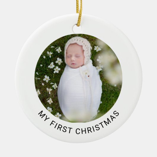 Mijn eerste kerst Baby foto minimalistisch eenvoud Keramisch Ornament (Voorkant)