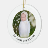 Mijn eerste kerst Baby foto minimalistisch eenvoud Keramisch Ornament (Links)