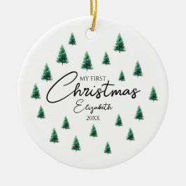 Mijn eerste kerst Baby foto Modern Elegant Keramisch Ornament