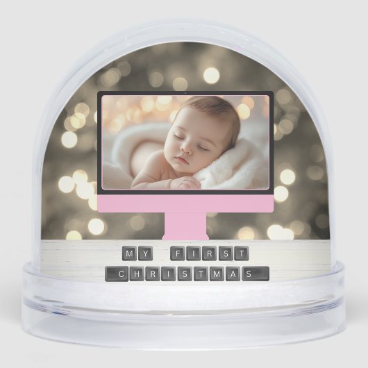 Mijn eerste kerst Baby foto sneeuw Wereldbol Sneeuwbol (Voorkant)