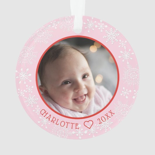 Mijn eerste kerst Baby foto sneeuwvlokken Ornament (achterkant)