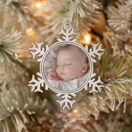 Mijn eerste kerst Baby foto Tin Sneeuwvlok Ornament
