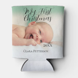 Mijn eerste kerst baby foto voeg naam jaar modern  blikjeskoeler