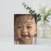 Mijn eerste kerst baby foto voeg naam jaar modern briefkaart (Staand voorkant)