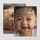 Mijn eerste kerst baby foto voeg naam jaar modern briefkaart (Voorkant / Achterkant)