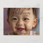 Mijn eerste kerst baby foto voeg naam jaar modern briefkaart (Achterkant)