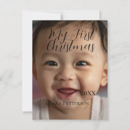 Mijn eerste kerst baby foto voeg naam jaar modern  briefkaart
